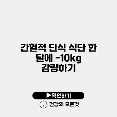 간헐적 단식 식단 한 달에 -10kg 감량하기