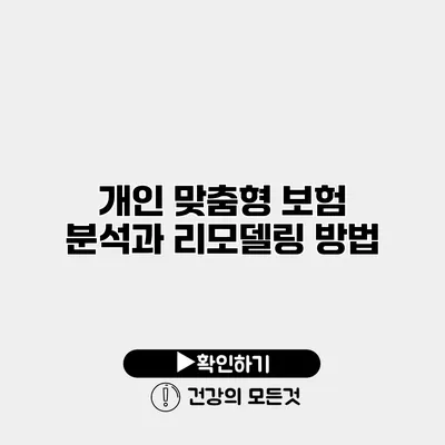 개인 맞춤형 보험 분석과 리모델링 방법