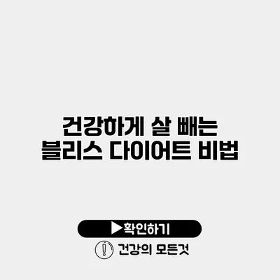 건강하게 살 빼는 블리스 다이어트 비법