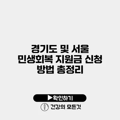 경기도 및 서울 민생회복 지원금 신청 방법 총정리