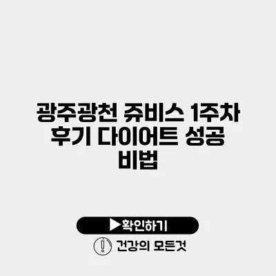 광주광천 쥬비스 1주차 후기 다이어트 성공 비법