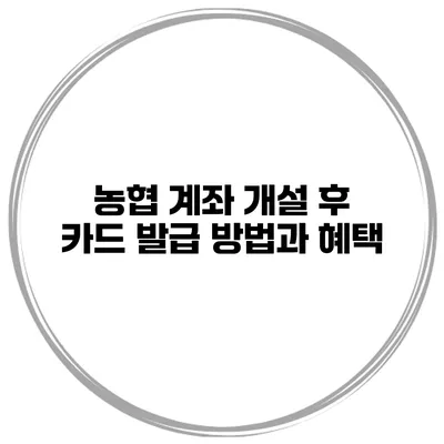 농협 계좌 개설 후 카드 발급 방법과 혜택