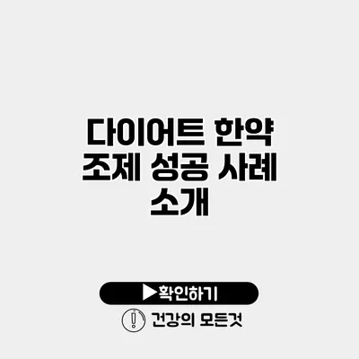 다이어트 한약 조제 성공 사례 소개