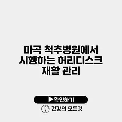 마곡 척추병원에서 시행하는 허리디스크 재활 관리