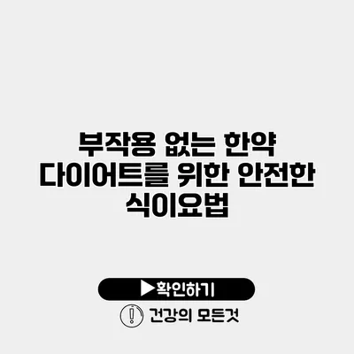 부작용 없는 한약 다이어트를 위한 안전한 식이요법