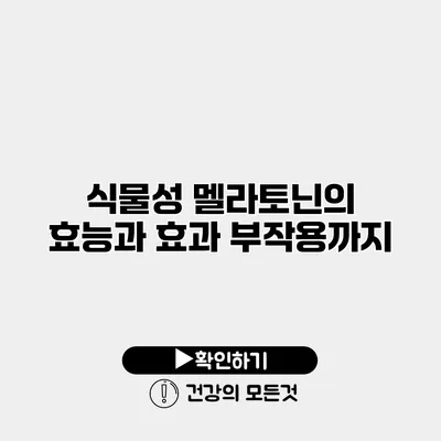 식물성 멜라토닌의 효능과 효과 부작용까지