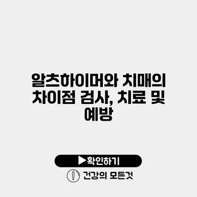 알츠하이머와 치매의 차이점 검사, 치료 및 예방