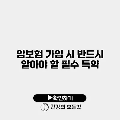 암보험 가입 시 반드시 알아야 할 필수 특약