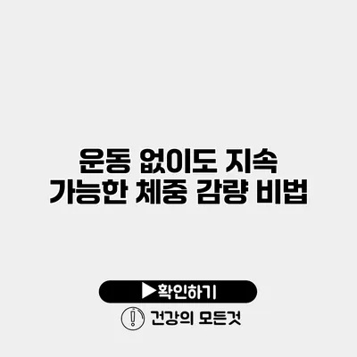 운동 없이도 지속 가능한 체중 감량 비법