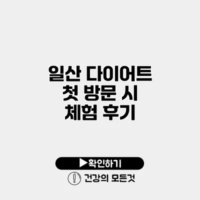 일산 다이어트 첫 방문 시 체험 후기