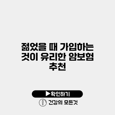 젊었을 때 가입하는 것이 유리한 암보험 추천