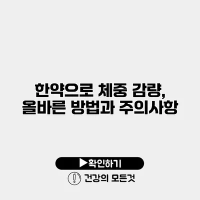 한약으로 체중 감량, 올바른 방법과 주의사항