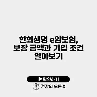 한화생명 e암보험, 보장 금액과 가입 조건 알아보기