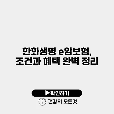 한화생명 e암보험, 조건과 혜택 완벽 정리