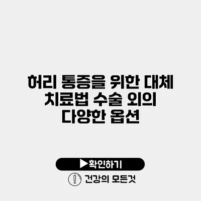 허리 통증을 위한 대체 치료법 수술 외의 다양한 옵션