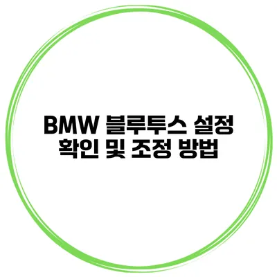 BMW 블루투스 설정 확인 및 조정 방법