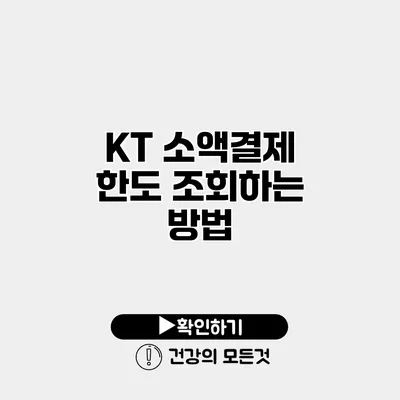KT 소액결제 한도 조회하는 방법