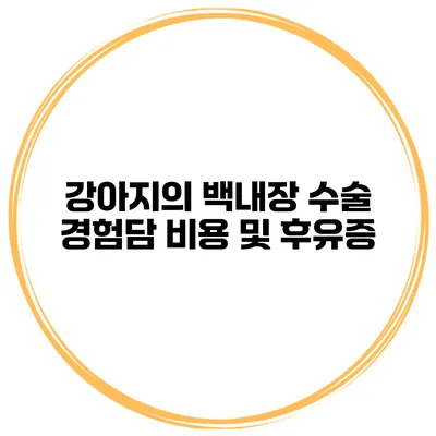 강아지의 백내장 수술 경험담 비용 및 후유증