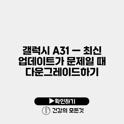 갤럭시 A31 — 최신 업데이트가 문제일 때 다운그레이드하기