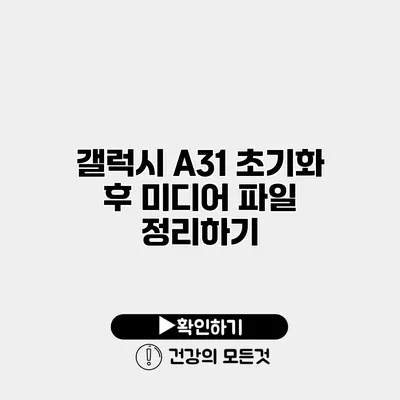 갤럭시 A31 초기화 후 미디어 파일 정리하기