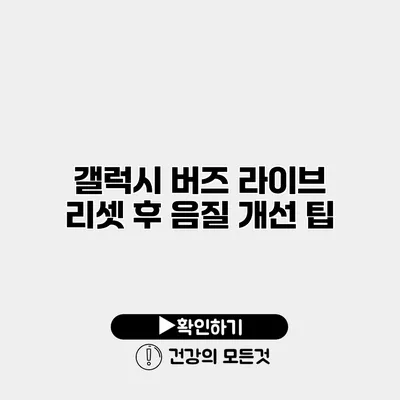 갤럭시 버즈 라이브 리셋 후 음질 개선 팁