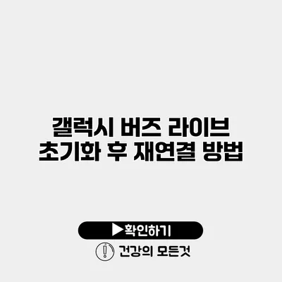 갤럭시 버즈 라이브 초기화 후 재연결 방법