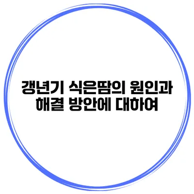 갱년기 식은땀의 원인과 해결 방안에 대하여