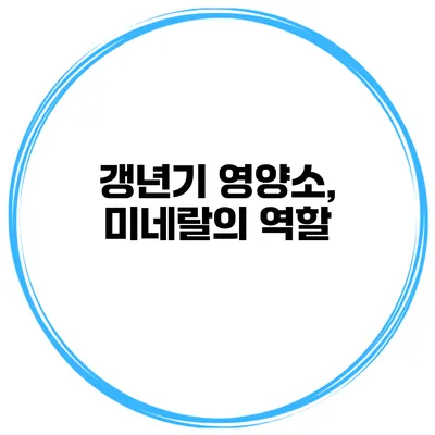 갱년기 영양소, 미네랄의 역할
