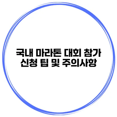 국내 마라톤 대회 참가 신청 팁 및 주의사항