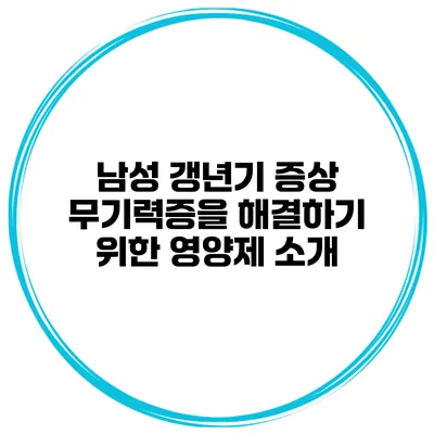 남성 갱년기 증상 무기력증을 해결하기 위한 영양제 소개