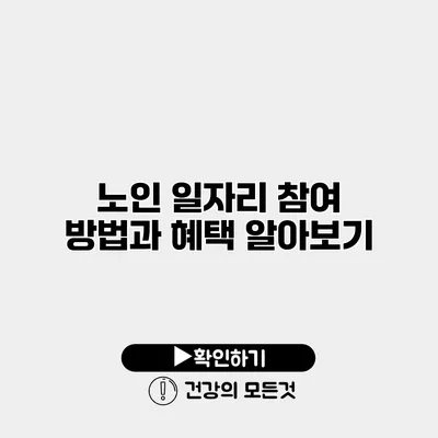 노인 일자리 참여 방법과 혜택 알아보기