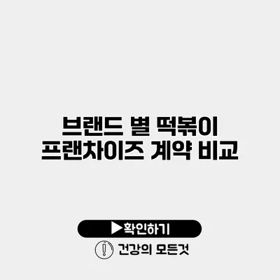 브랜드 별 떡볶이 프랜차이즈 계약 비교