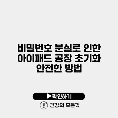 비밀번호 분실로 인한 아이패드 공장 초기화 안전한 방법