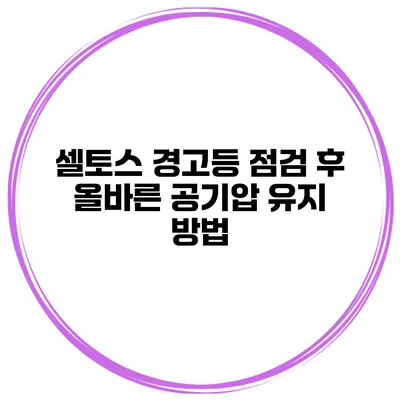 셀토스 경고등 점검 후 올바른 공기압 유지 방법
