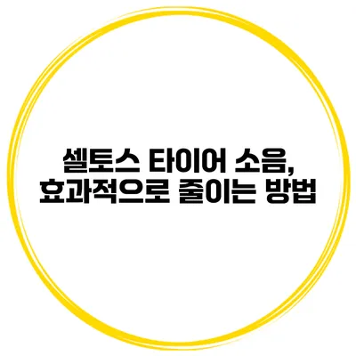 셀토스 타이어 소음, 효과적으로 줄이는 방법