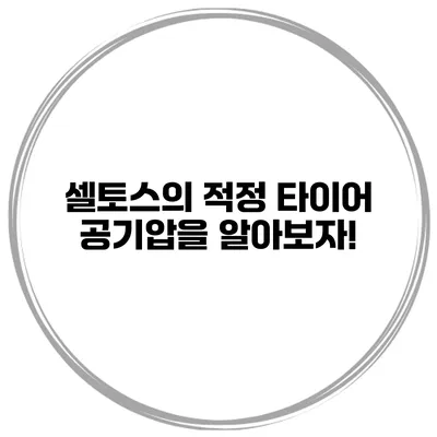 셀토스의 적정 타이어 공기압을 알아보자!