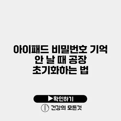 아이패드 비밀번호 기억 안 날 때 공장 초기화하는 법