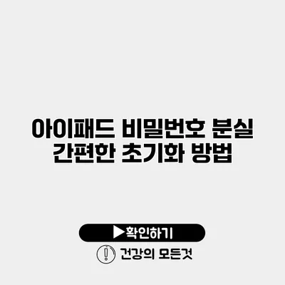 아이패드 비밀번호 분실 간편한 초기화 방법