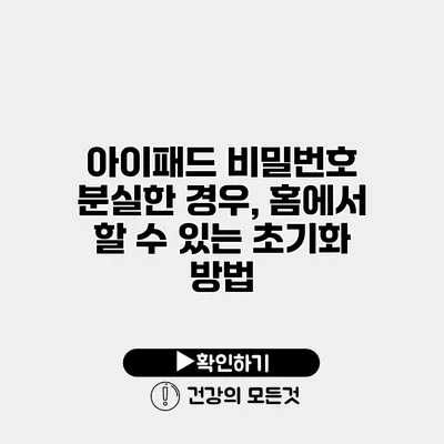 아이패드 비밀번호 분실한 경우, 홈에서 할 수 있는 초기화 방법