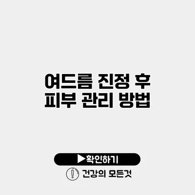 여드름 진정 후 피부 관리 방법