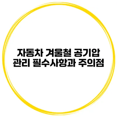 자동차 겨울철 공기압 관리: 필수사항과 주의점