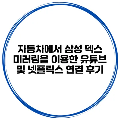 자동차에서 삼성 덱스 미러링을 이용한 유튜브 및 넷플릭스 연결 후기