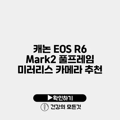 캐논 EOS R6 Mark2 풀프레임 미러리스 카메라 추천