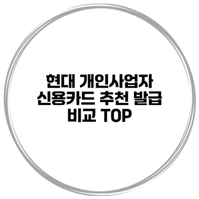 현대 개인사업자 신용카드 추천 발급 비교 TOP