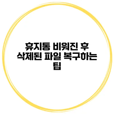 휴지통 비워진 후 삭제된 파일 복구하는 팁